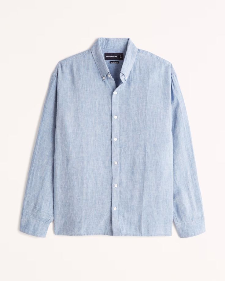 Men’s Light Blue Casual Linen Shirt