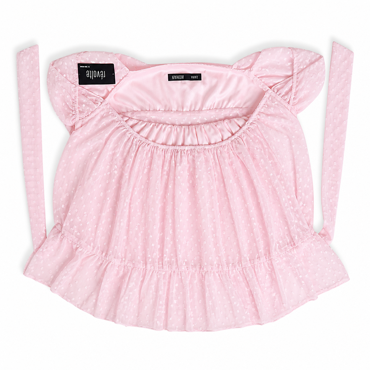 Soft Pink Ruffle Sleeve Smocked Crop Top