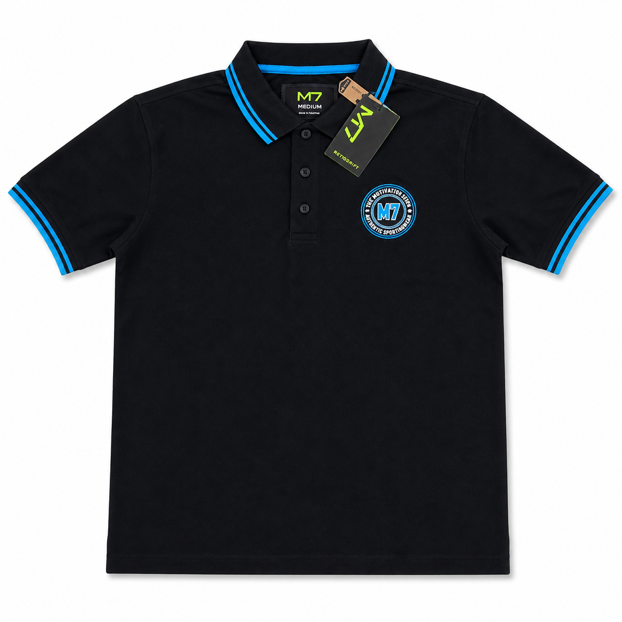 Black Contrast Trim Cotton Casual Polo T-Shirt
