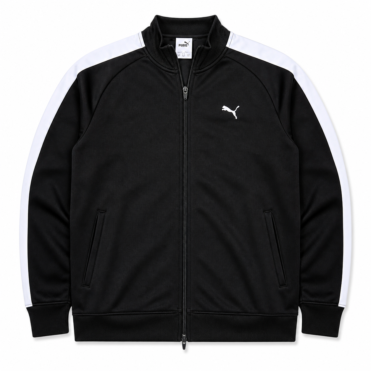 Black Sports Zip-Up Track Jacket With Stripes