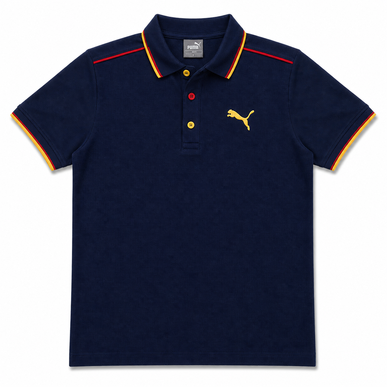 Navy Blue Contrast Trim Cotton Polo T-Shirt