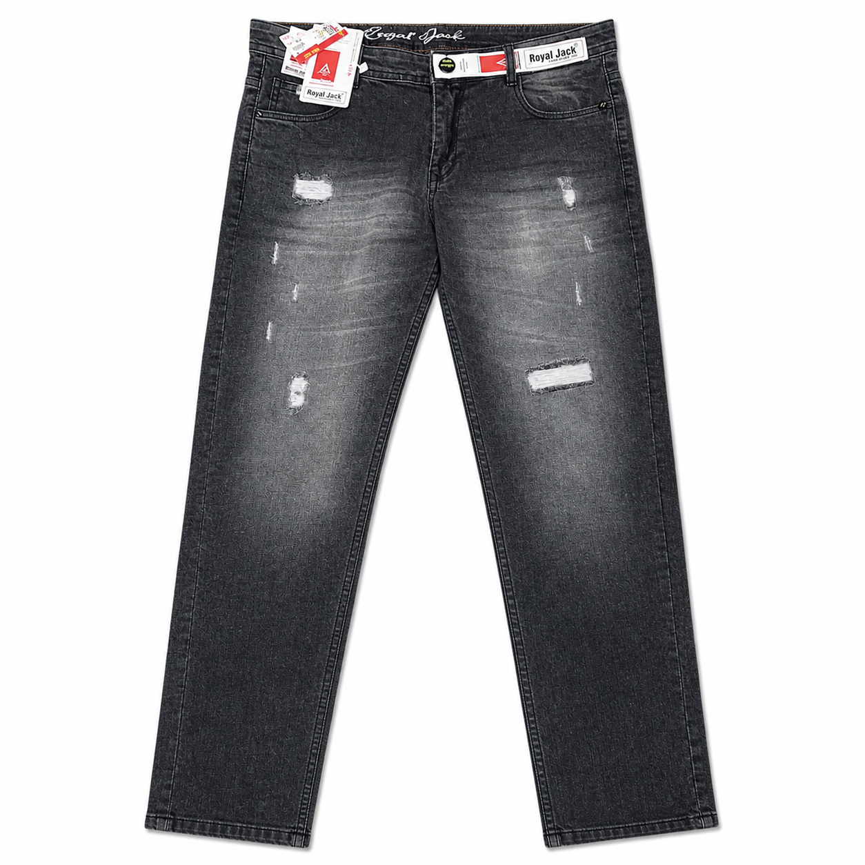 Men’s Black Distressed Slim Fit Denim Jeans