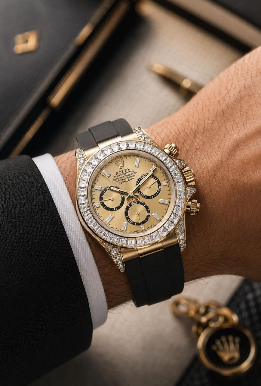 Diamond Style Gold Chronograph Luxury Watch