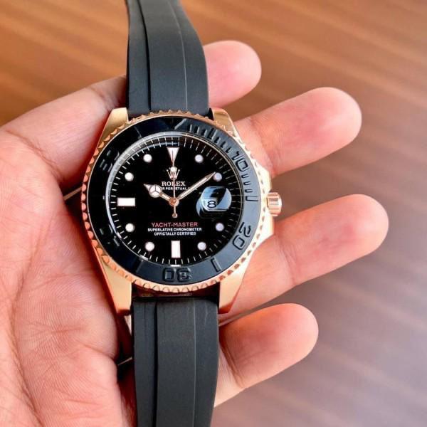 Rose Gold Black Sports Luxury Watch