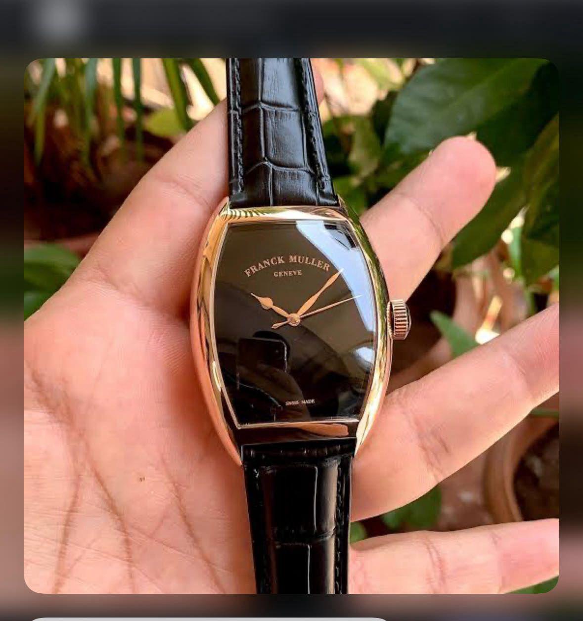 Rose Gold Black Leather Luxury Watch