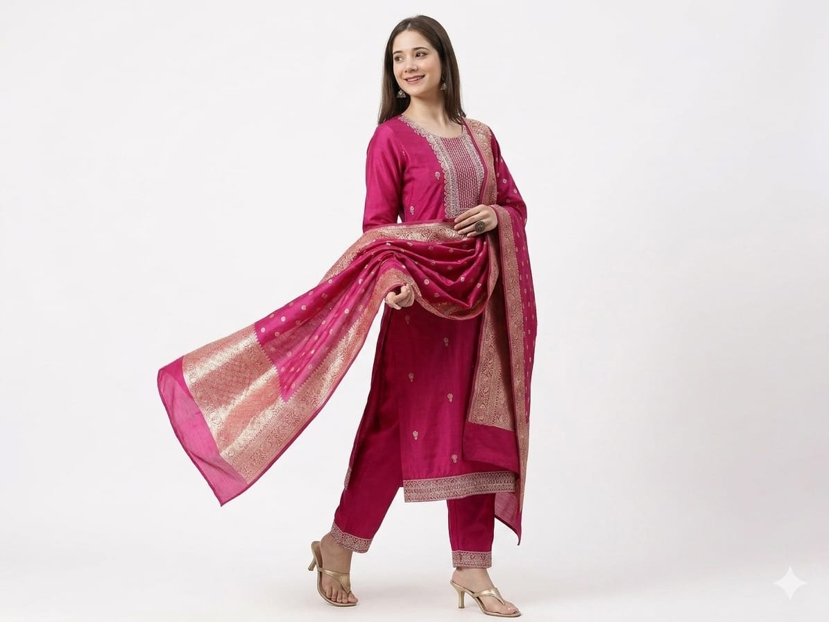 pink embroidery design kurti