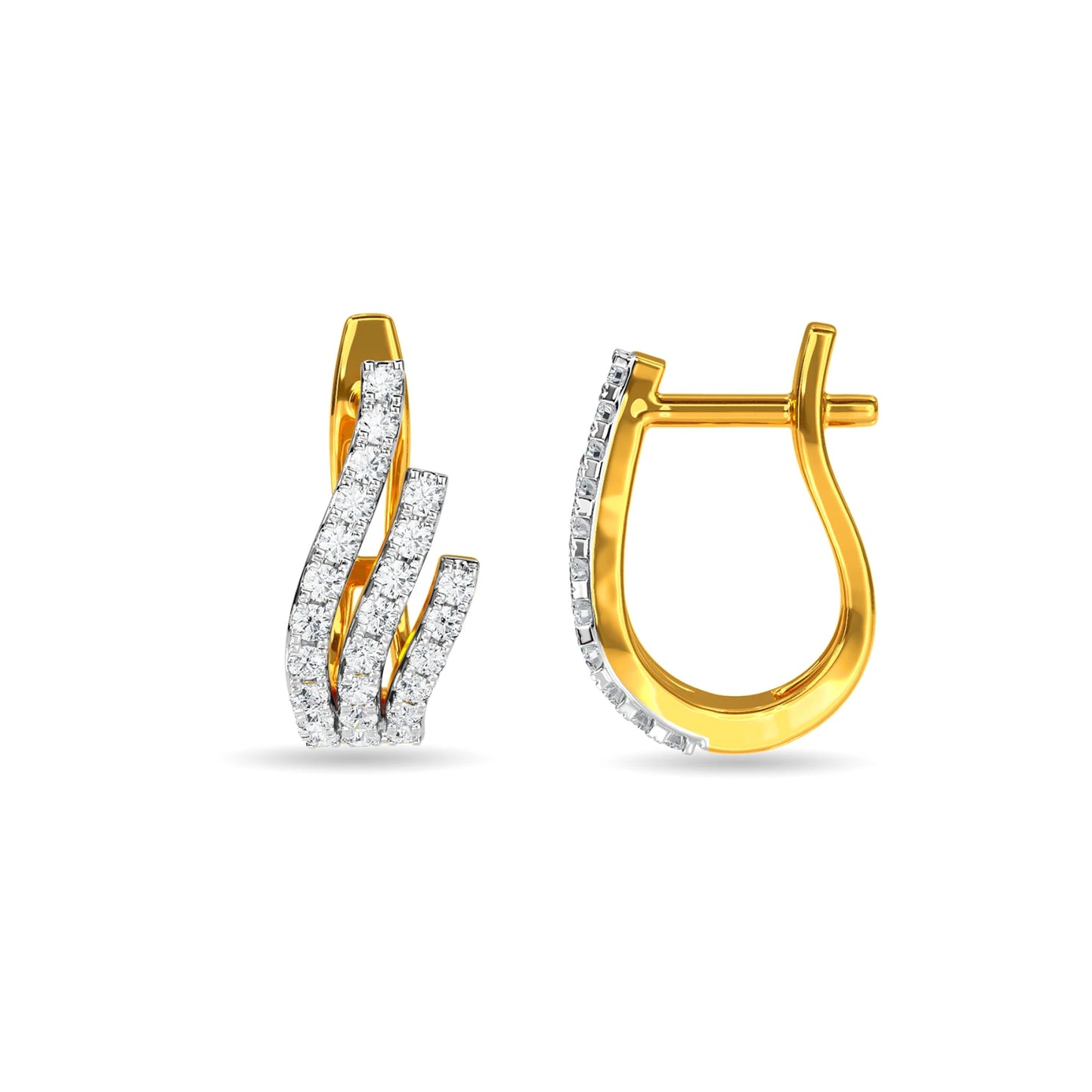 Gold Plated Diamond Curved Designer Earrings