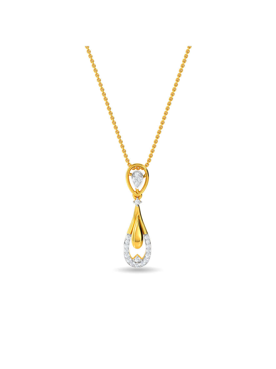 Gold Plated Diamond Teardrop Pendant Necklace