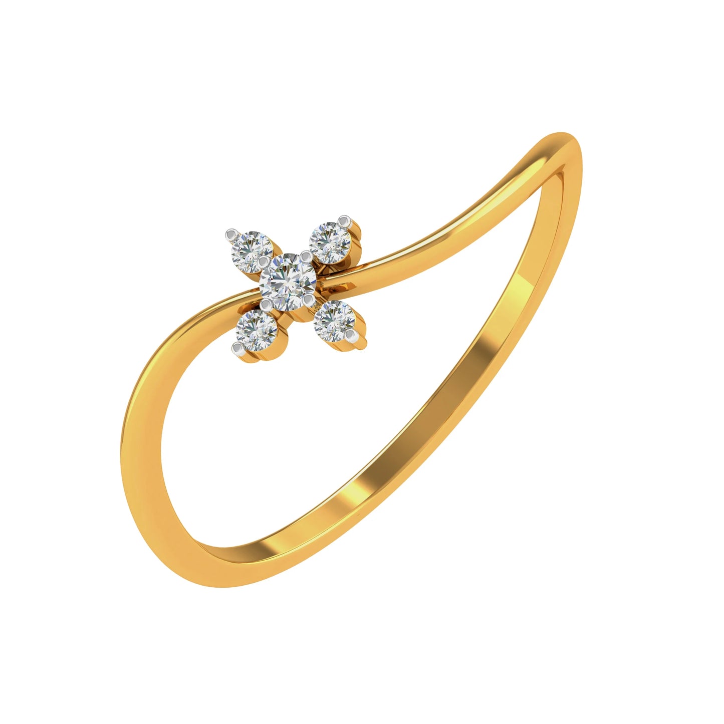 Elegant Gold Plated Diamond Floral Ring