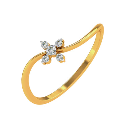 Elegant Gold Plated Diamond Floral Ring
