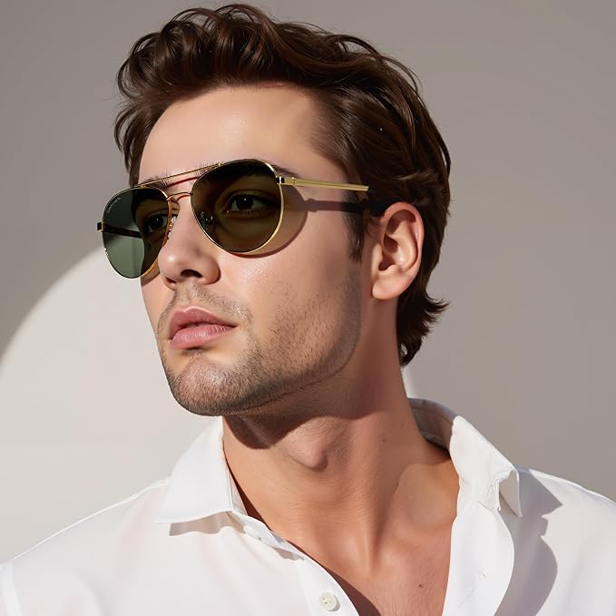 Classic Gold Frame Aviator Sunglasses for Men