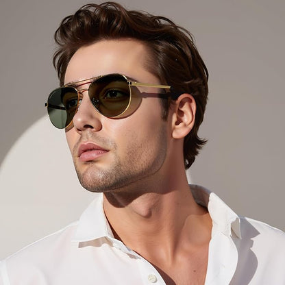 Classic Gold Frame Aviator Sunglasses for Men