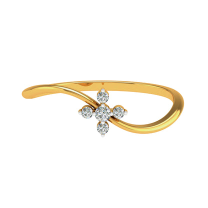 Elegant Gold Plated Diamond Floral Ring