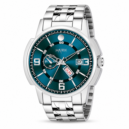 Silver Stainless Steel Multifunction Analog Wrist Watch