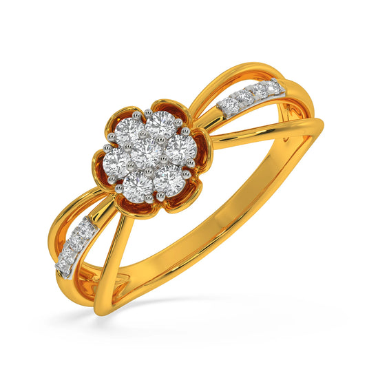 Gold Plated Floral Diamond Cluster Ring