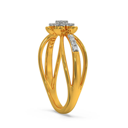 Gold Plated Floral Diamond Cluster Ring