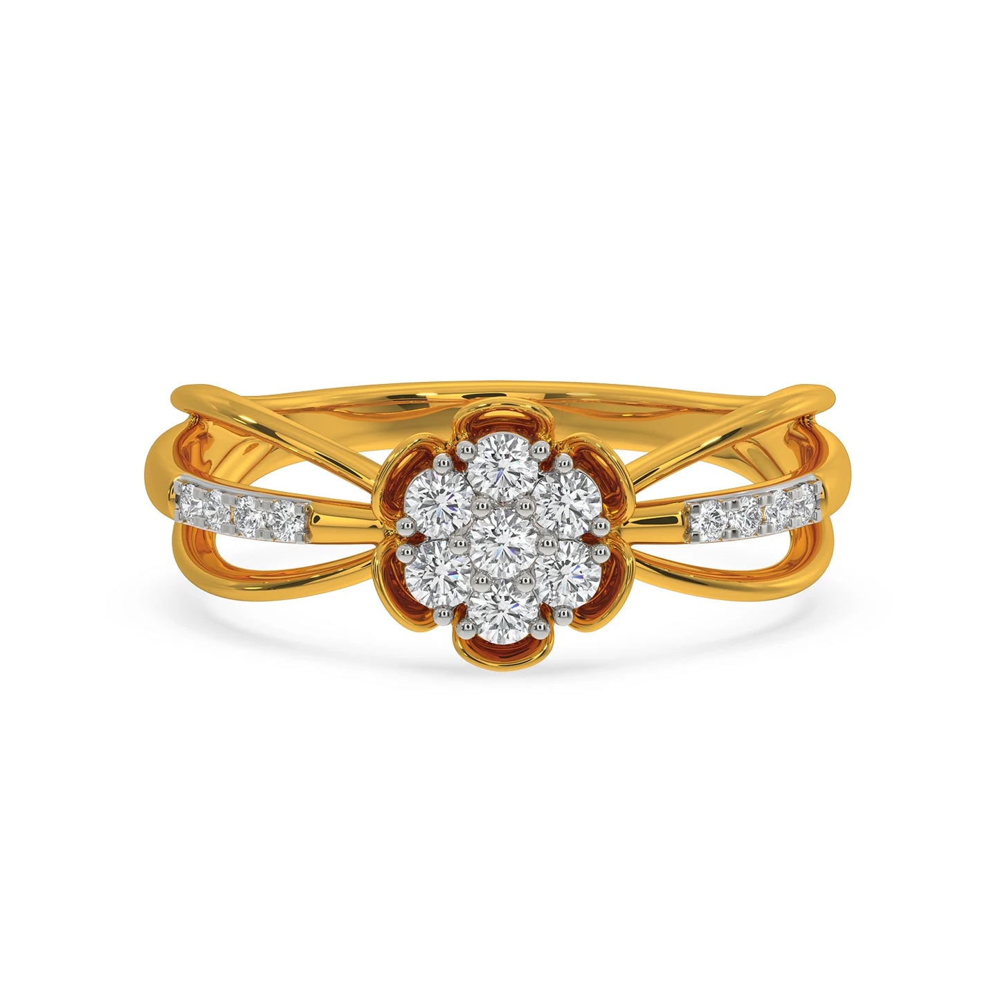 Gold Plated Floral Diamond Cluster Ring
