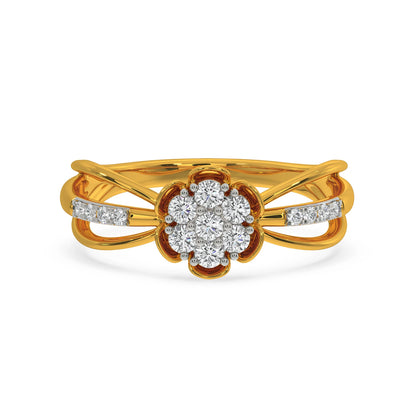 Gold Plated Floral Diamond Cluster Ring