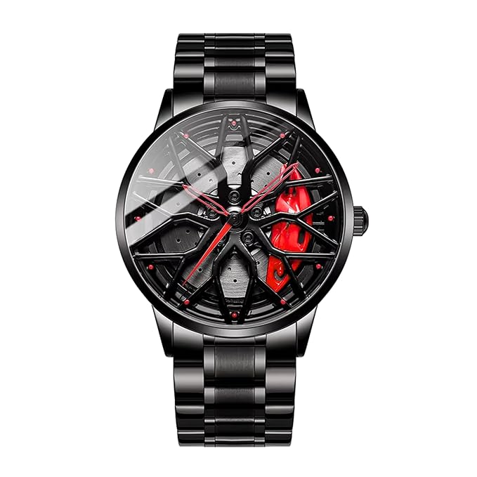 Black Skeleton Dial Luxury Metal Strap Watch