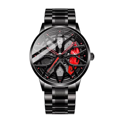 Black Skeleton Dial Luxury Metal Strap Watch