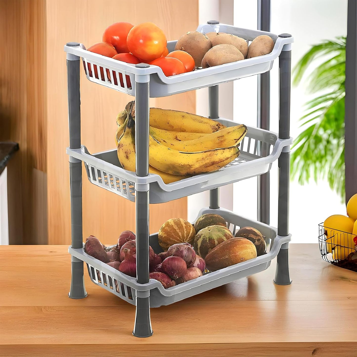 3-Tier Multipurpose Plastic Storage Rack Organizer