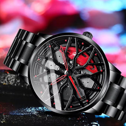 Black Skeleton Dial Luxury Metal Strap Watch