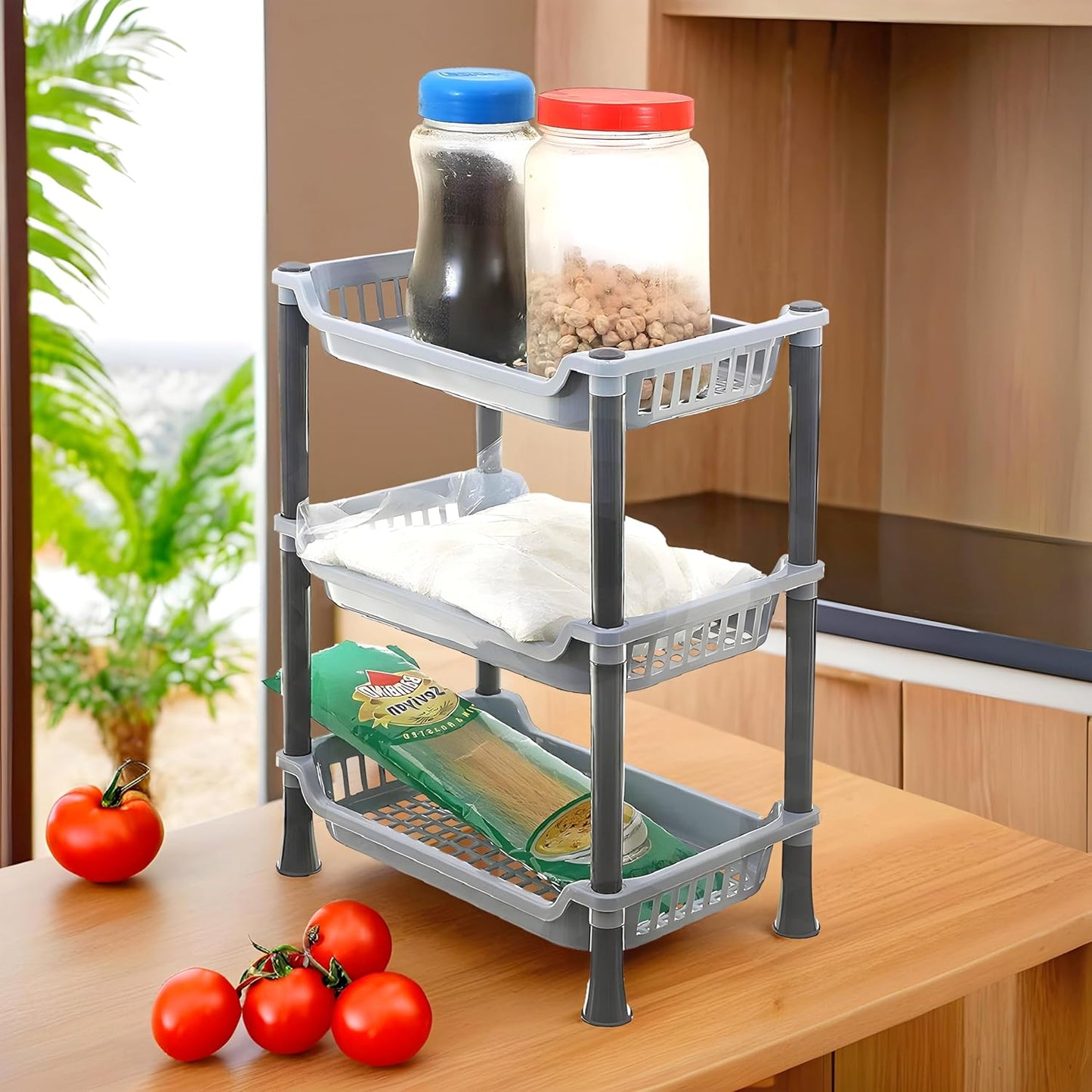 3-Tier Multipurpose Plastic Storage Rack Organizer