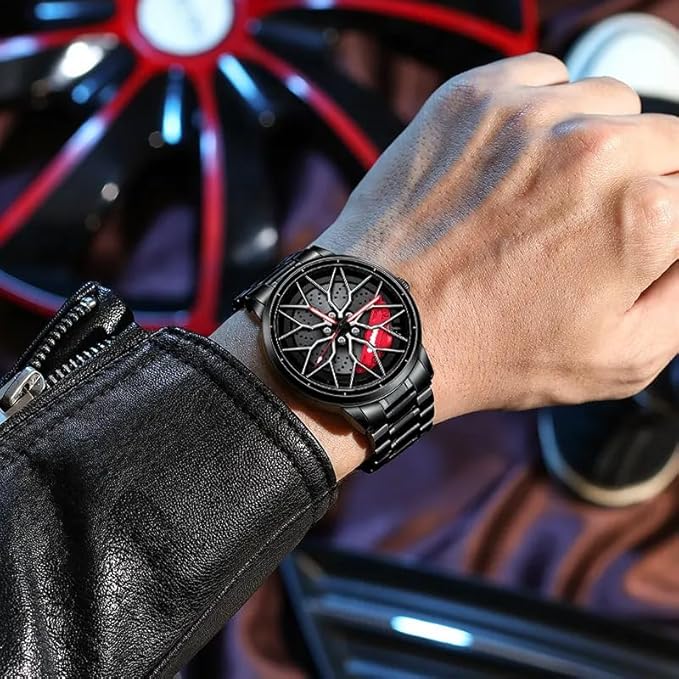 Black Skeleton Dial Luxury Metal Strap Watch