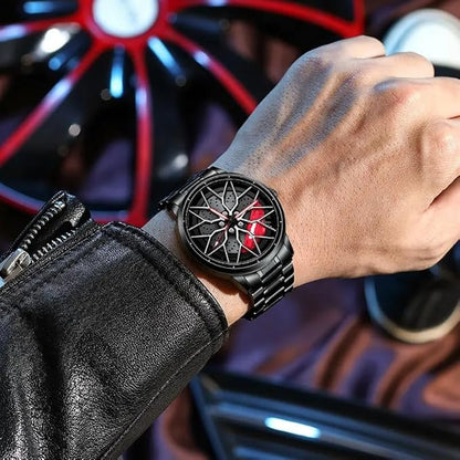 Black Skeleton Dial Luxury Metal Strap Watch