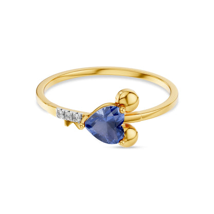 Gold Plated Blue Heart Stone Ring