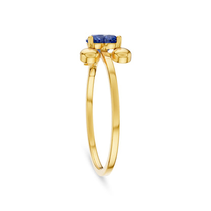 Gold Plated Blue Heart Stone Ring