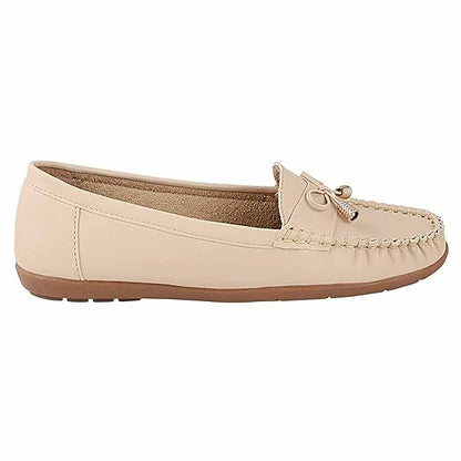Women’s Beige Loafers Comfortable Casual Slip-On Shoes