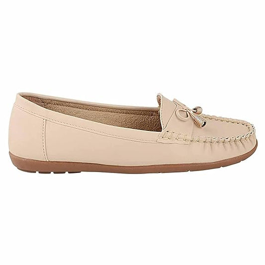 Women’s Beige Loafers Comfortable Casual Slip-On Shoes