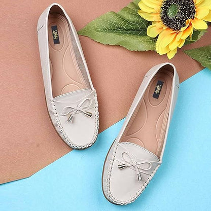 Women’s Beige Loafers Comfortable Casual Slip-On Shoes