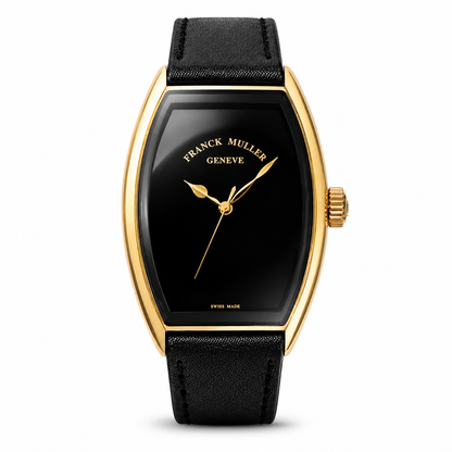 Luxury Black Dial Gold Frame Leather Watch
