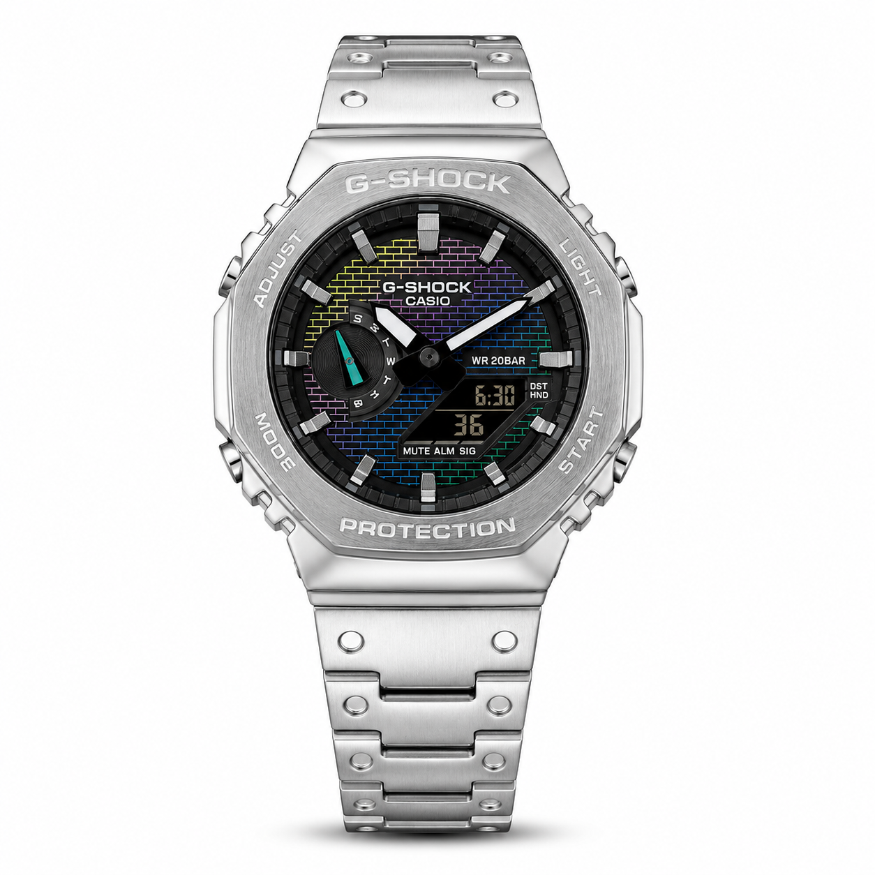 Silver Multicolor Dial Digital Analog Watch