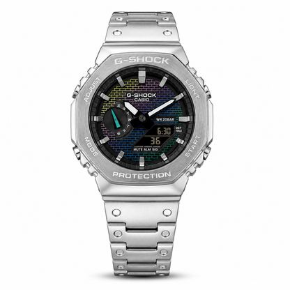 Silver Multicolor Dial Digital Analog Watch
