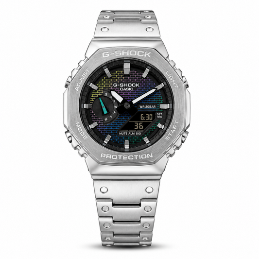 Silver Multicolor Dial Digital Analog Watch