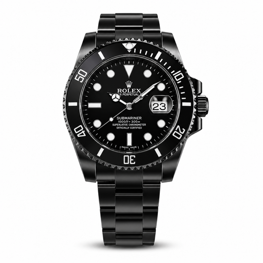 Matte Black Luxury Diver Analog Watch