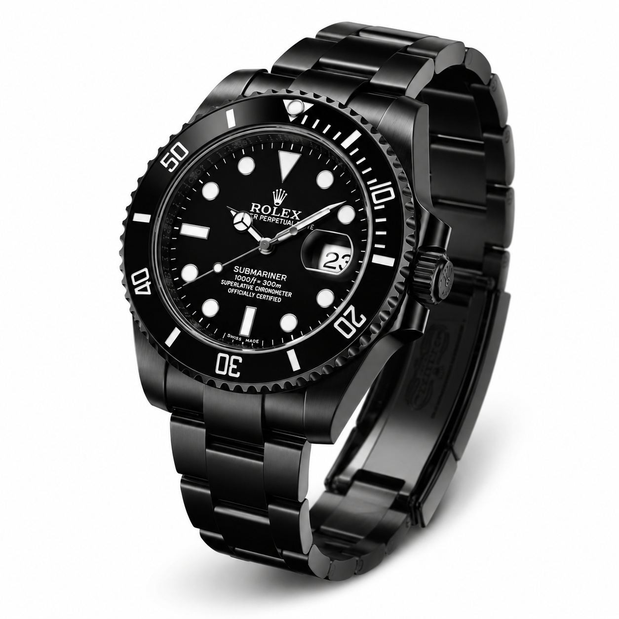 Matte Black Luxury Diver Analog Watch