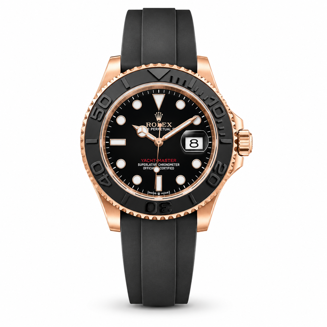 Rose Gold Black Sports Luxury Watch