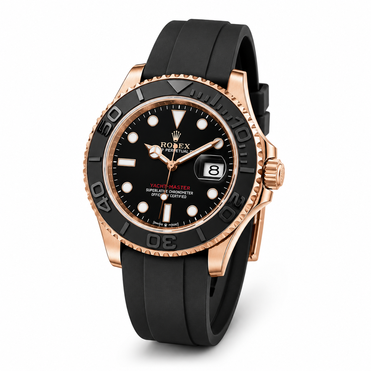 Rose Gold Black Sports Luxury Watch