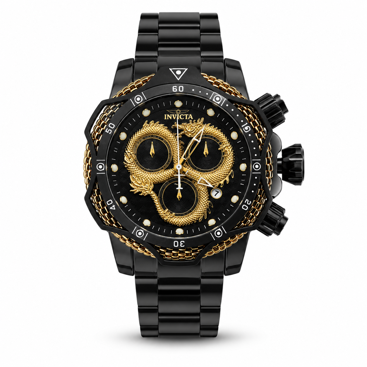 Black Gold Dragon Luxury Chronograph Watch