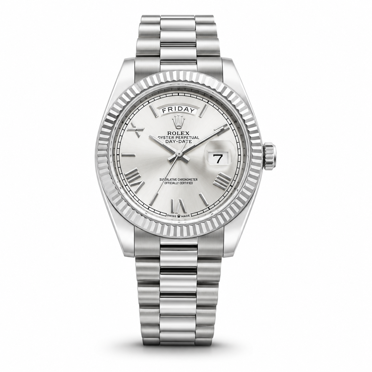 Silver Classic Day Date Luxury Watch