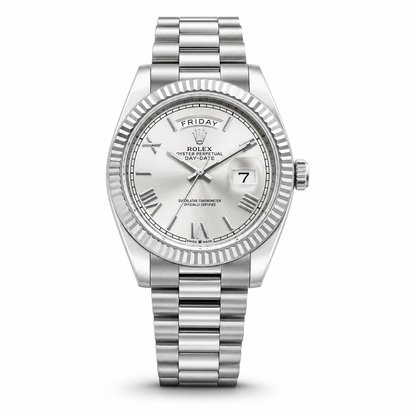 Silver Classic Day Date Luxury Watch