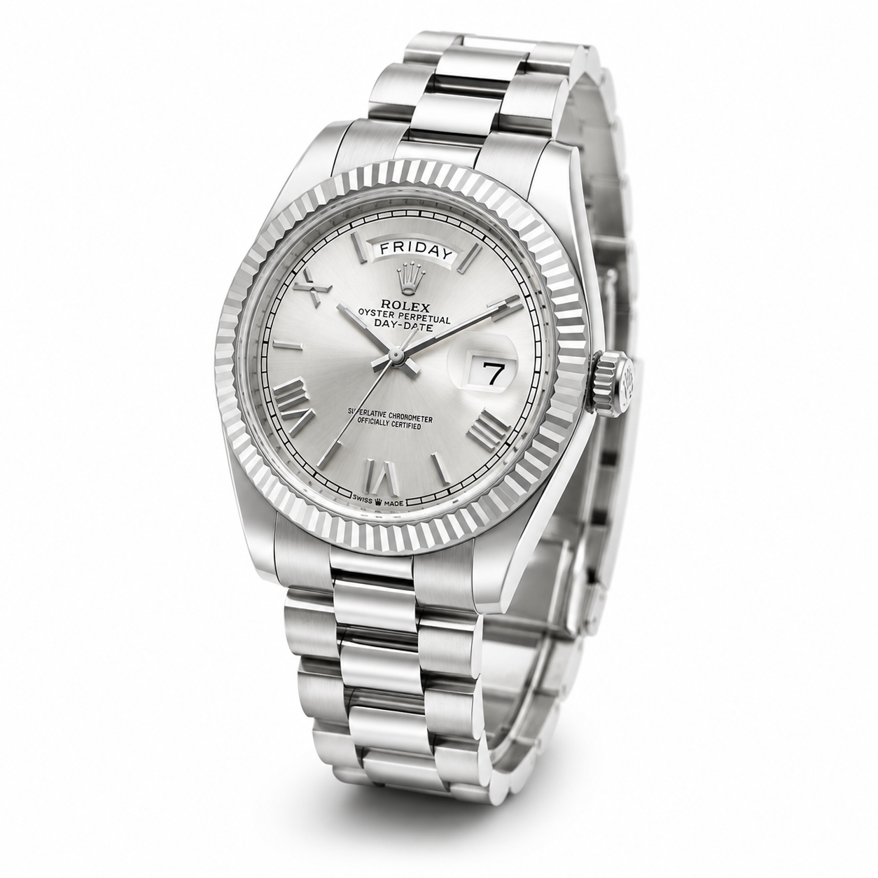 Silver Classic Day Date Luxury Watch