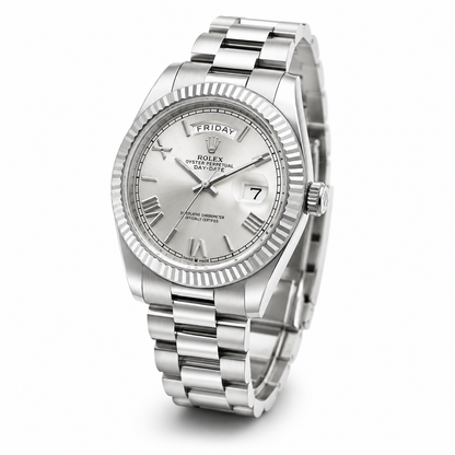 Silver Classic Day Date Luxury Watch