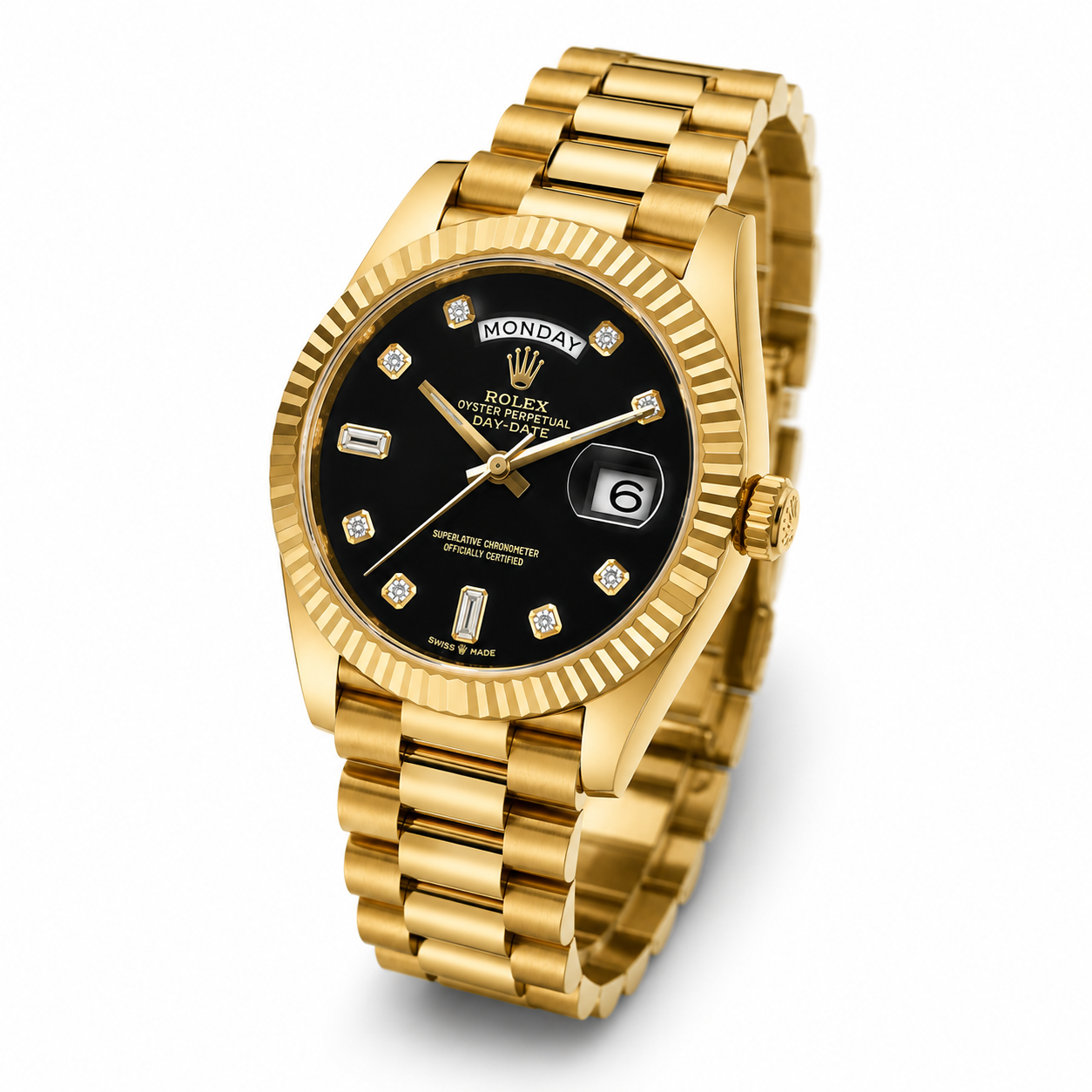 Gold Black Dial Premium Day Date Watch