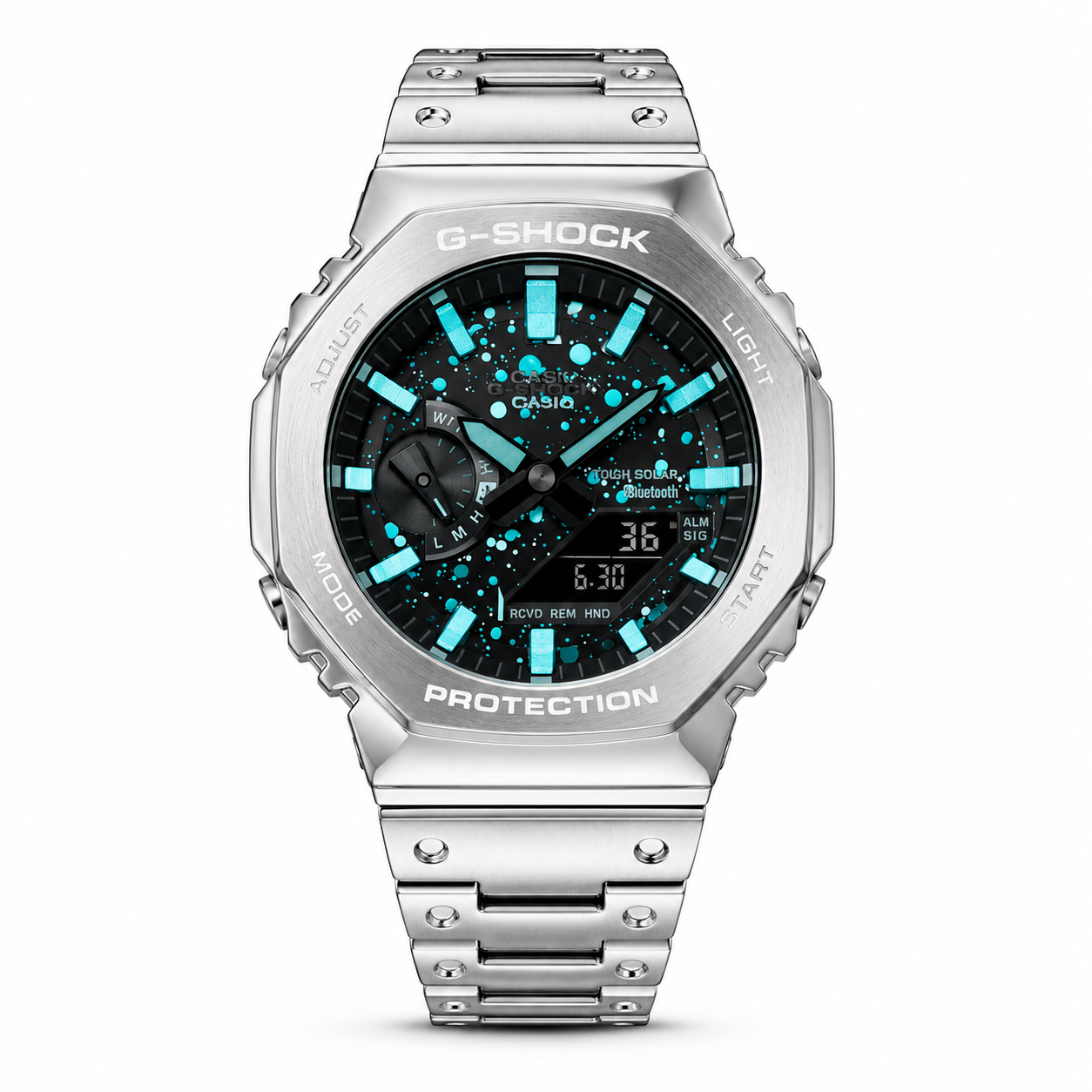 Silver Galaxy Dial Digital Analog Watch