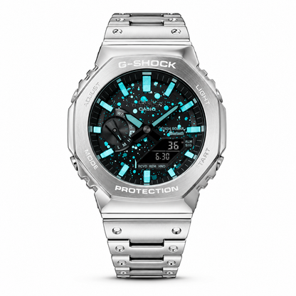 Silver Galaxy Dial Digital Analog Watch